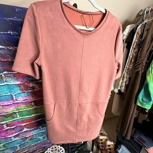 Zara Mauve Mini Dress with pockets, Size Medium NWOT